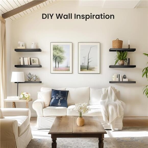 Floating Shelves Black, Wall Shelves with Invisible Brackets for Bedroom - Picture 2 of 7